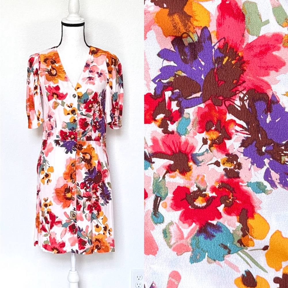 NWOT Size S Floral Button Down Dress